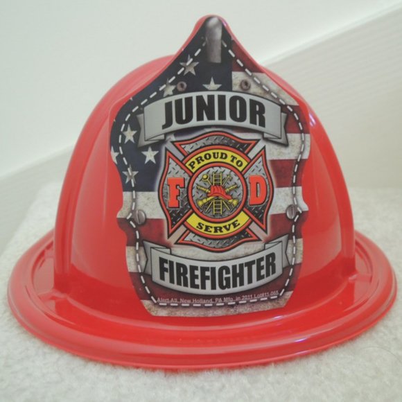 Firemans Hat Red Plastic Firefighter Hat Costume Fits Most NEW - Picture 1 of 7
